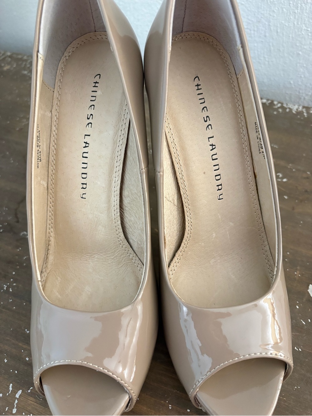 Chinese Laundry Nude Patent Peep-Toe High Heel Pumps - Picture 7 of 11
